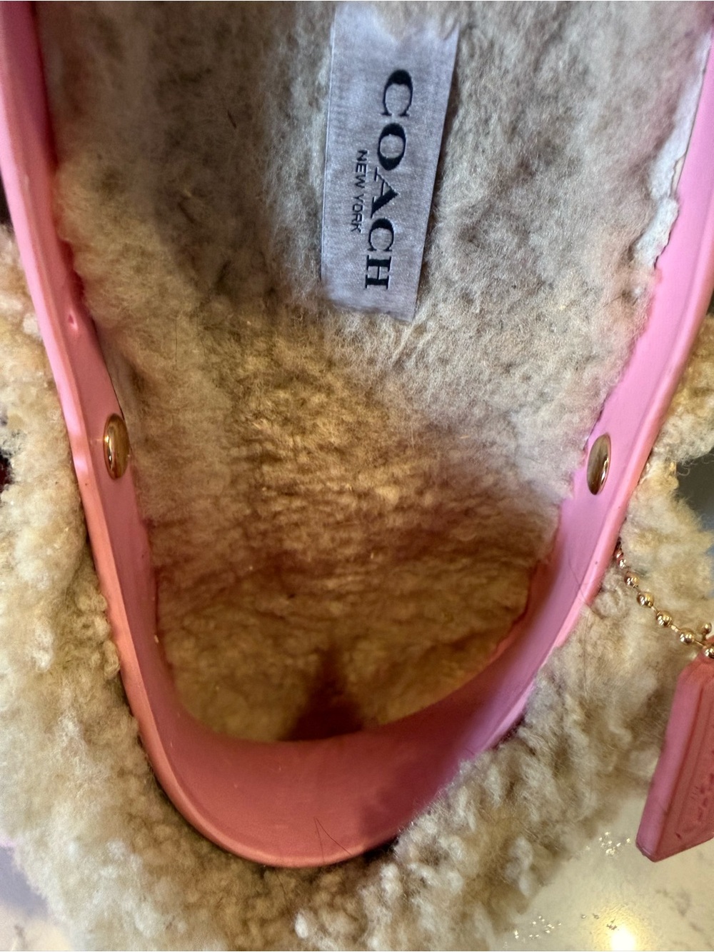 Coach Pink Slip-On Shearling-Trim Clogs - Picture 6 of 16